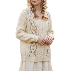 Vintage Blair Boutique Hand Knitted Floral Cardigan